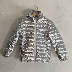 Primary Kids Lightweight Water Repellent Metallic  Puffer Jacket Size 10